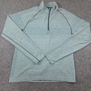 Rhone Reign 1/4 Zip Pullover Mens Medium Teal Heather Performance Thumbhole Top